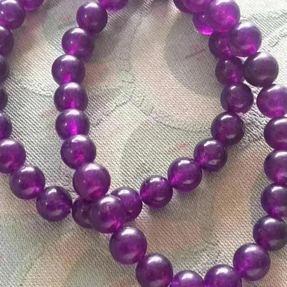 Set of 2 amethyst elastic bracelets - Picture 2 of 3